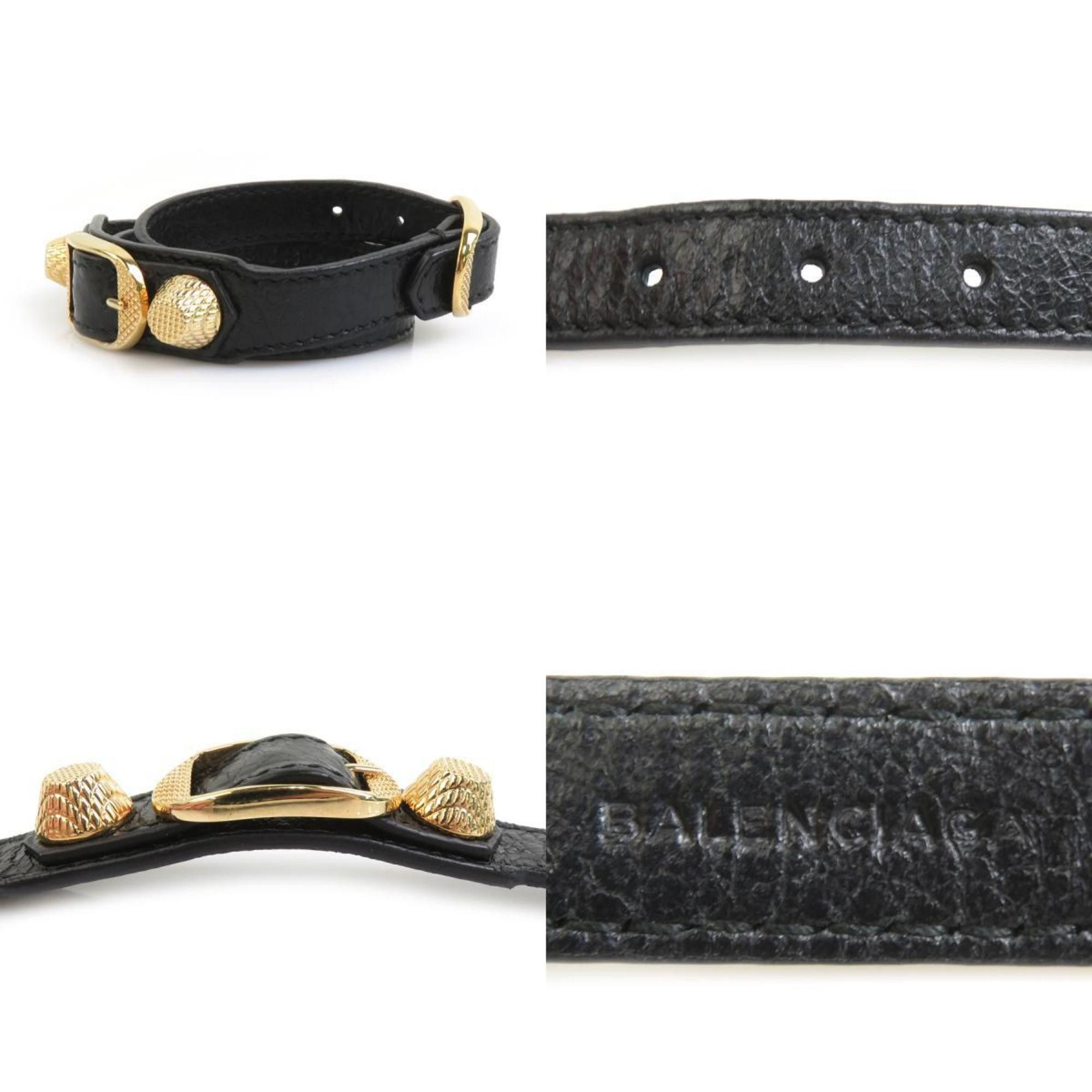 Balenciaga Balenciaga Bracelet in Black and Gold Leather for Men Women, 236345 h31349a Size ONE SIZE - 4 Thumbnail
