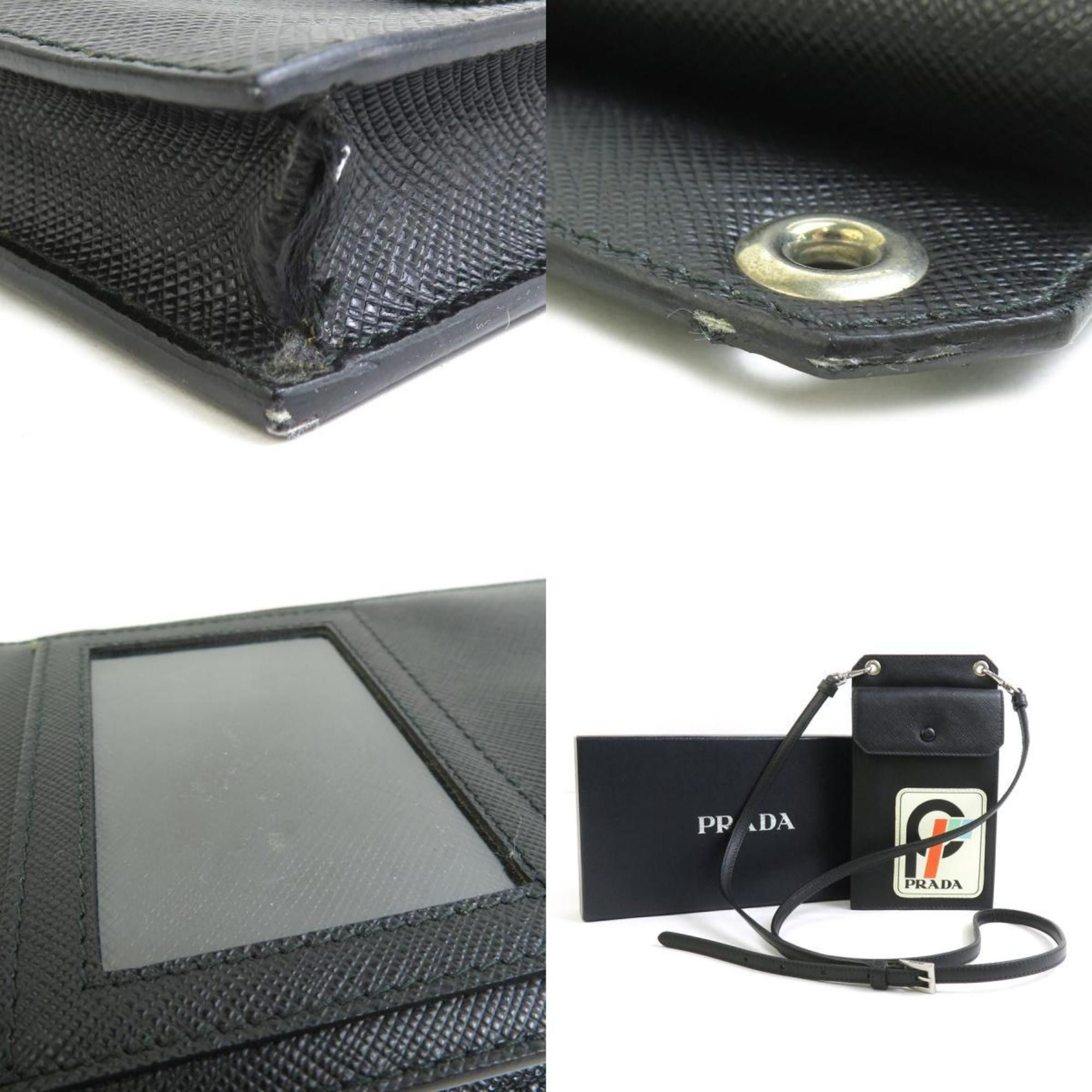 Prada Prada Shoulder Bag with Smartphone Pouch, Leather, Black, Men's and Women's, H31342a Size ONE SIZE - 5 Thumbnail