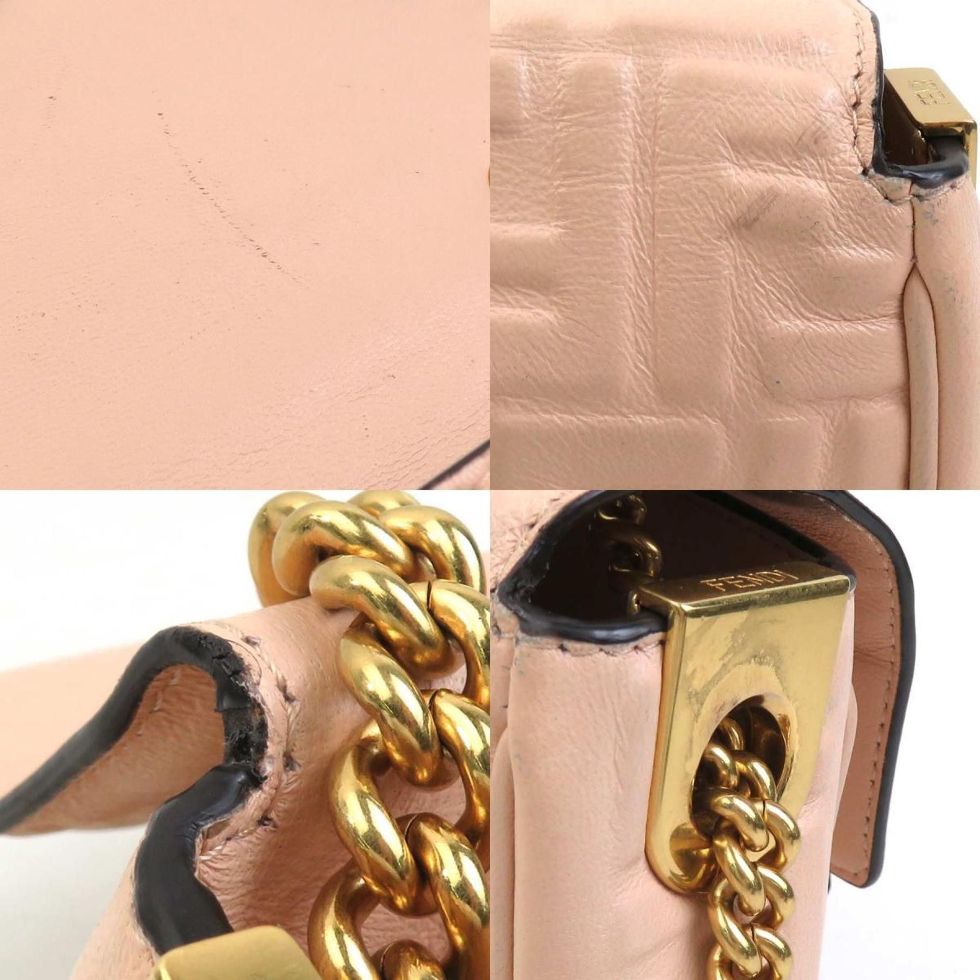 Fendi Fendi Baguette Chain Shoulder Bag, Midi Leather, Metal, Pink Beige, Gold, Women's, 8BR793-AH9C, e60617a Size ONE SIZE - 4 Thumbnail