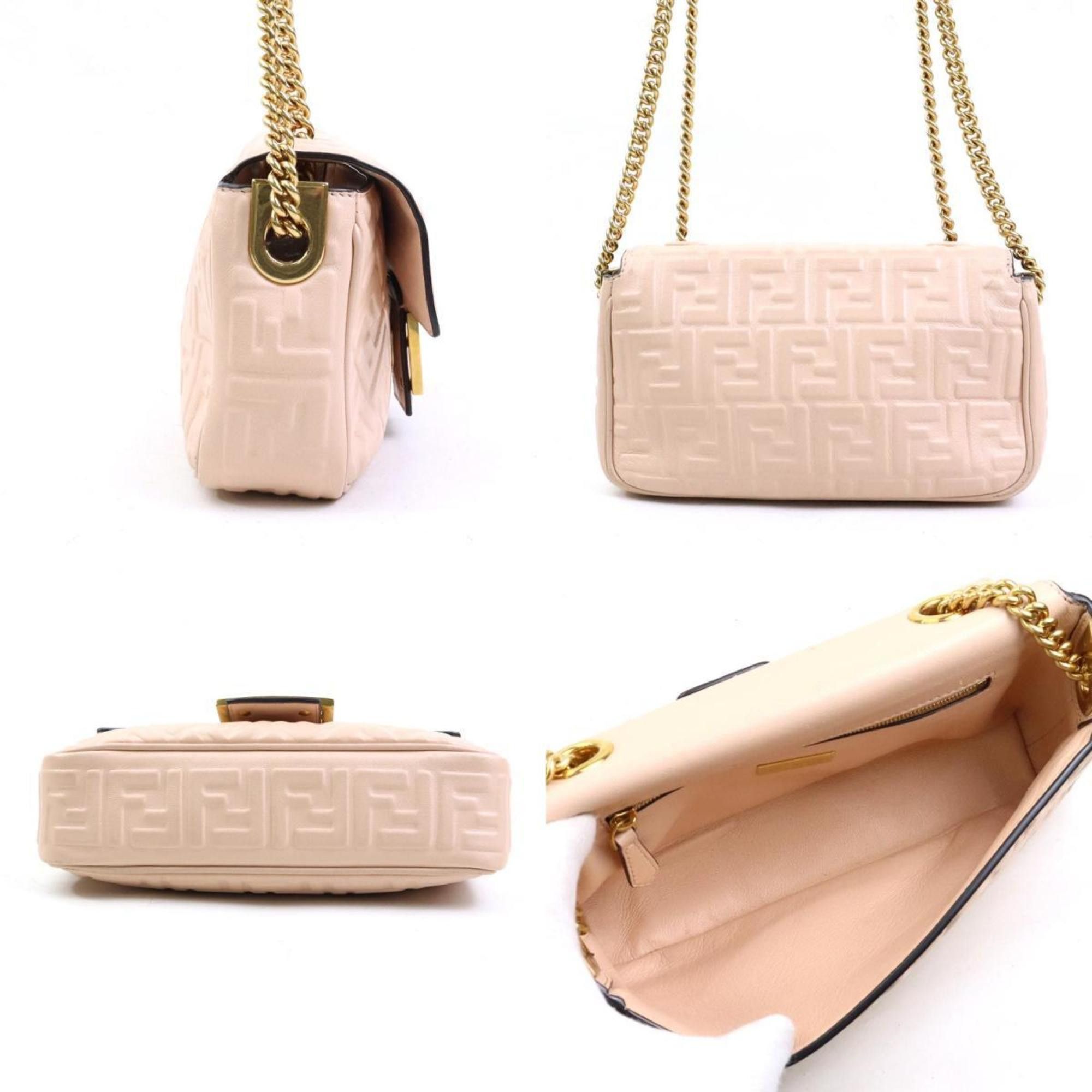Fendi Fendi Baguette Chain Shoulder Bag, Midi Leather, Metal, Pink Beige, Gold, Women's, 8BR793-AH9C, e60617a Size ONE SIZE - 2 Thumbnail