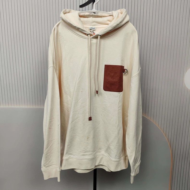 Loewe LOEWE Cotton Hoodie with Leather Pocket Size US M / EU 48-50 / 2 - 2 Thumbnail