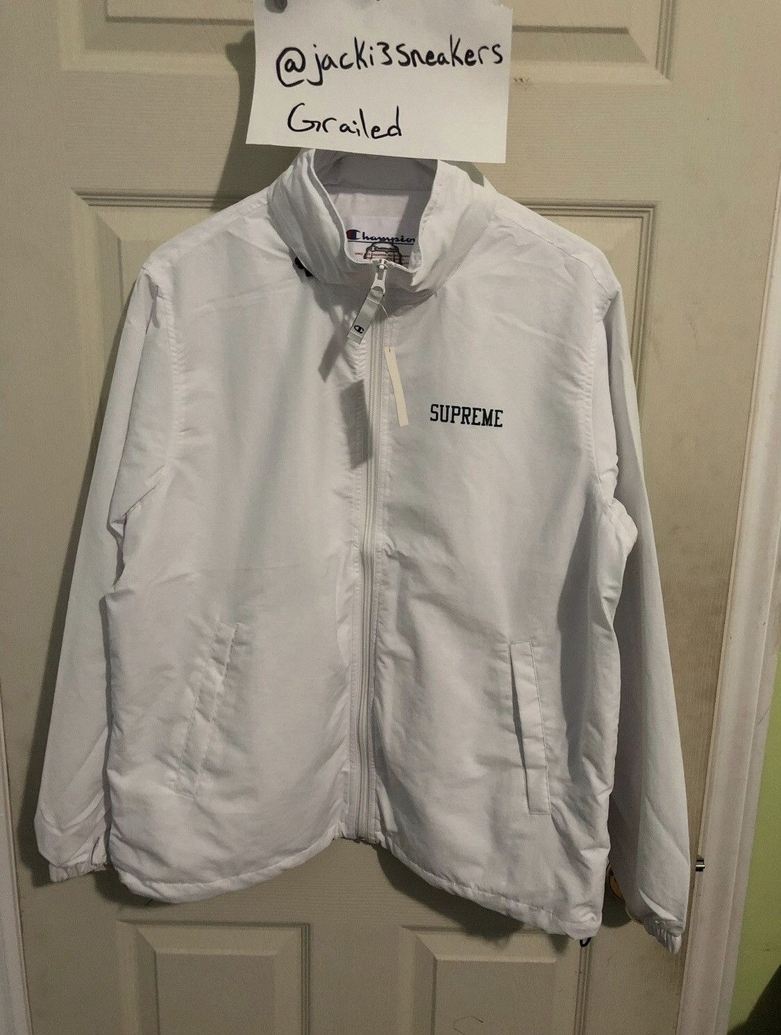 Supreme champion track jacket white sales