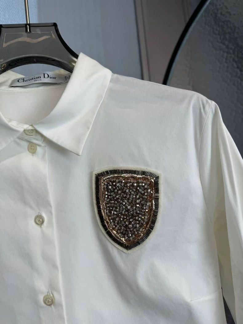 Dior Dior white logo rhinestone shirt Size US S / EU 44-46 / 1 - 3 Thumbnail