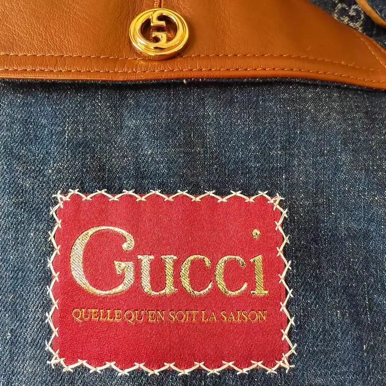 Gucci Gucci Navy Logo Print Denim Jacket Size US L / EU 52-54 / 3 - 5 Thumbnail