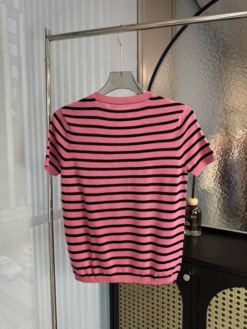 Dior Dior pink striped short sleeve knit Size US S / EU 44-46 / 1 - 2 Thumbnail