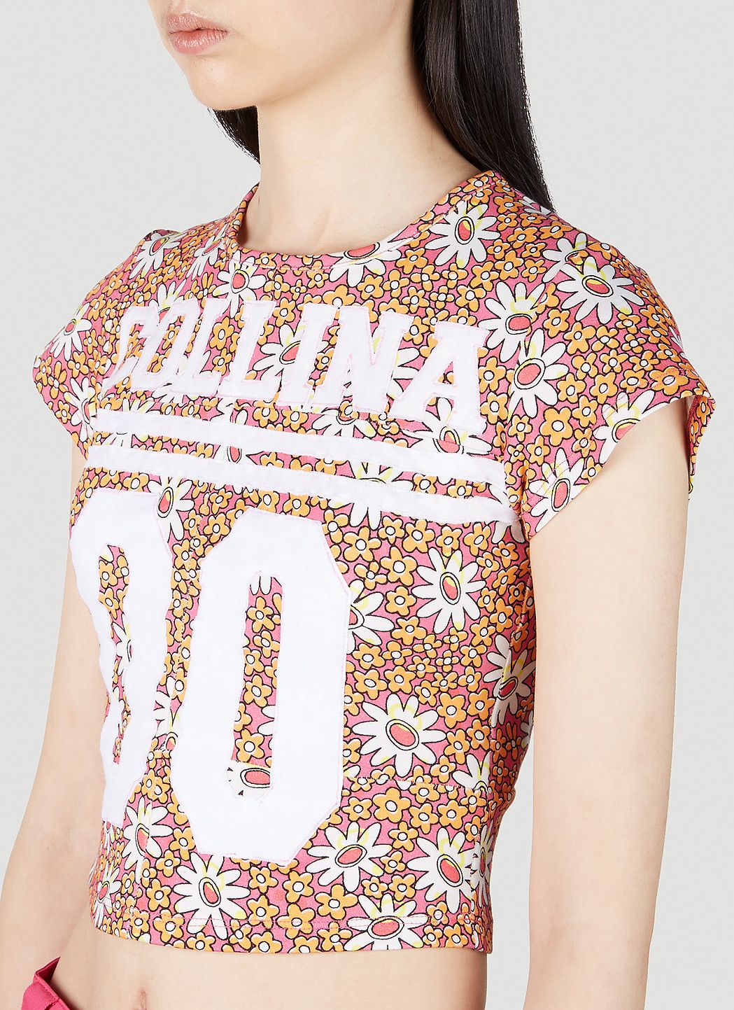 Collina Strada Logo Print Floral T-Shirt Size S / US 4 / IT 40 - 5 Thumbnail