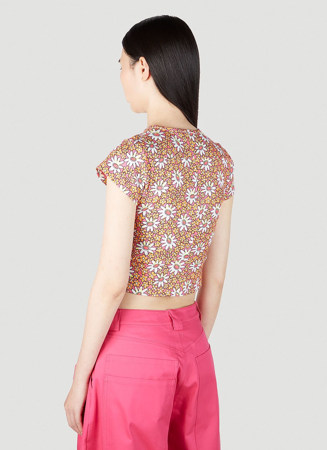 Collina Strada Logo Print Floral T-Shirt Size XS / US 0-2 / IT 36-38 - 4 Thumbnail