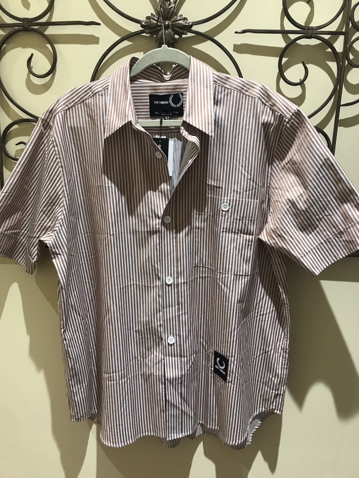 Fred Perry × Raf Simons Pinstripe Button Up Size US XL / EU 56 / 4 - 1 Thumbnail
