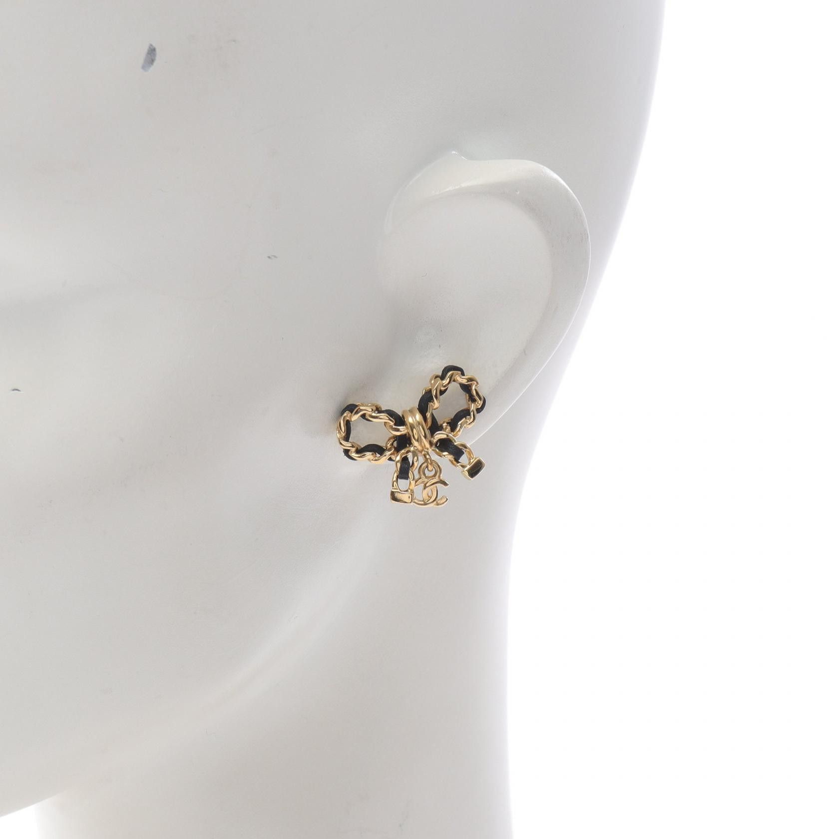 Chanel Chanel Chanel Coco Mark Ribbon Earrings Metal Earrings Size ONE SIZE - 4 Thumbnail
