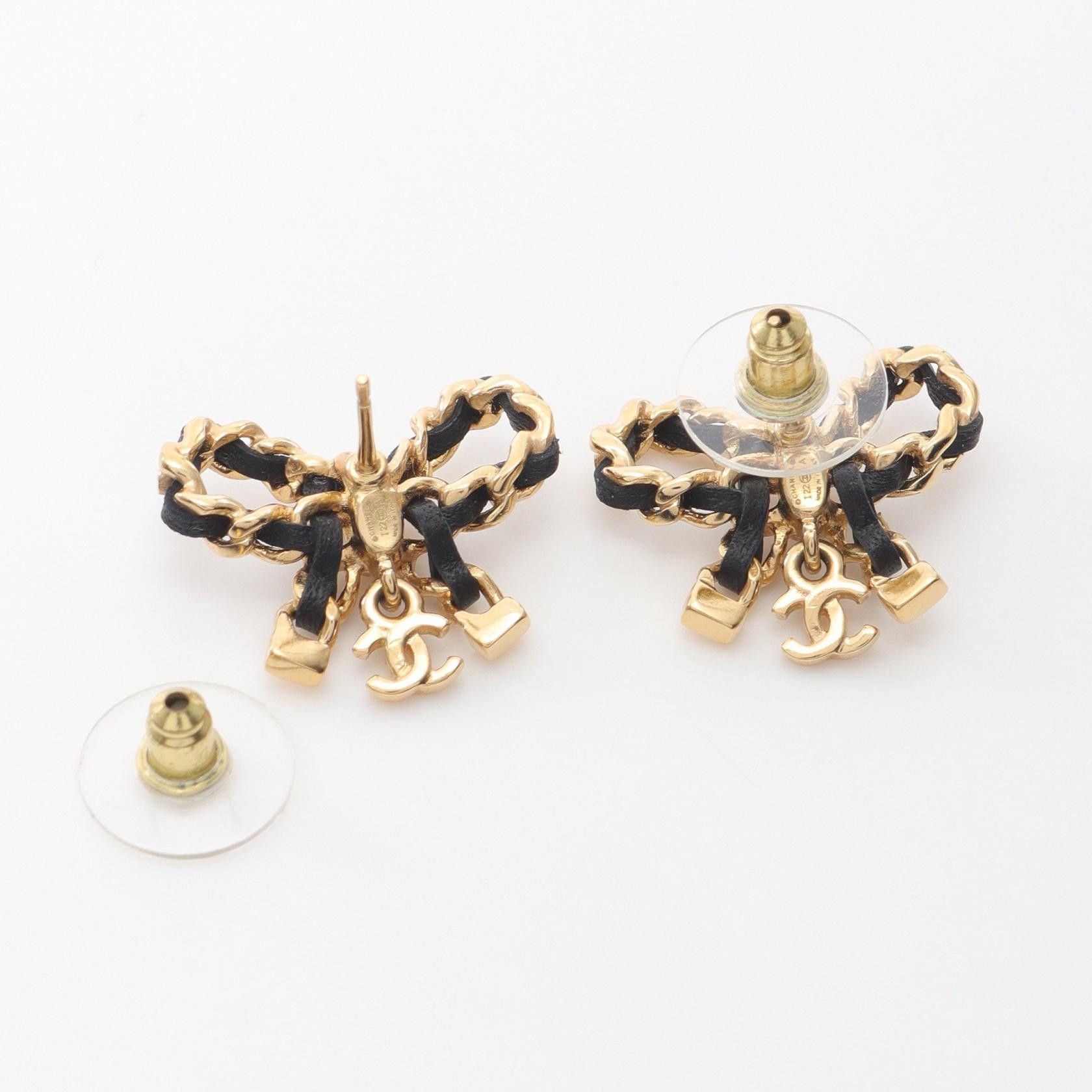 Chanel Chanel Chanel Coco Mark Ribbon Earrings Metal Earrings Size ONE SIZE - 2 Thumbnail