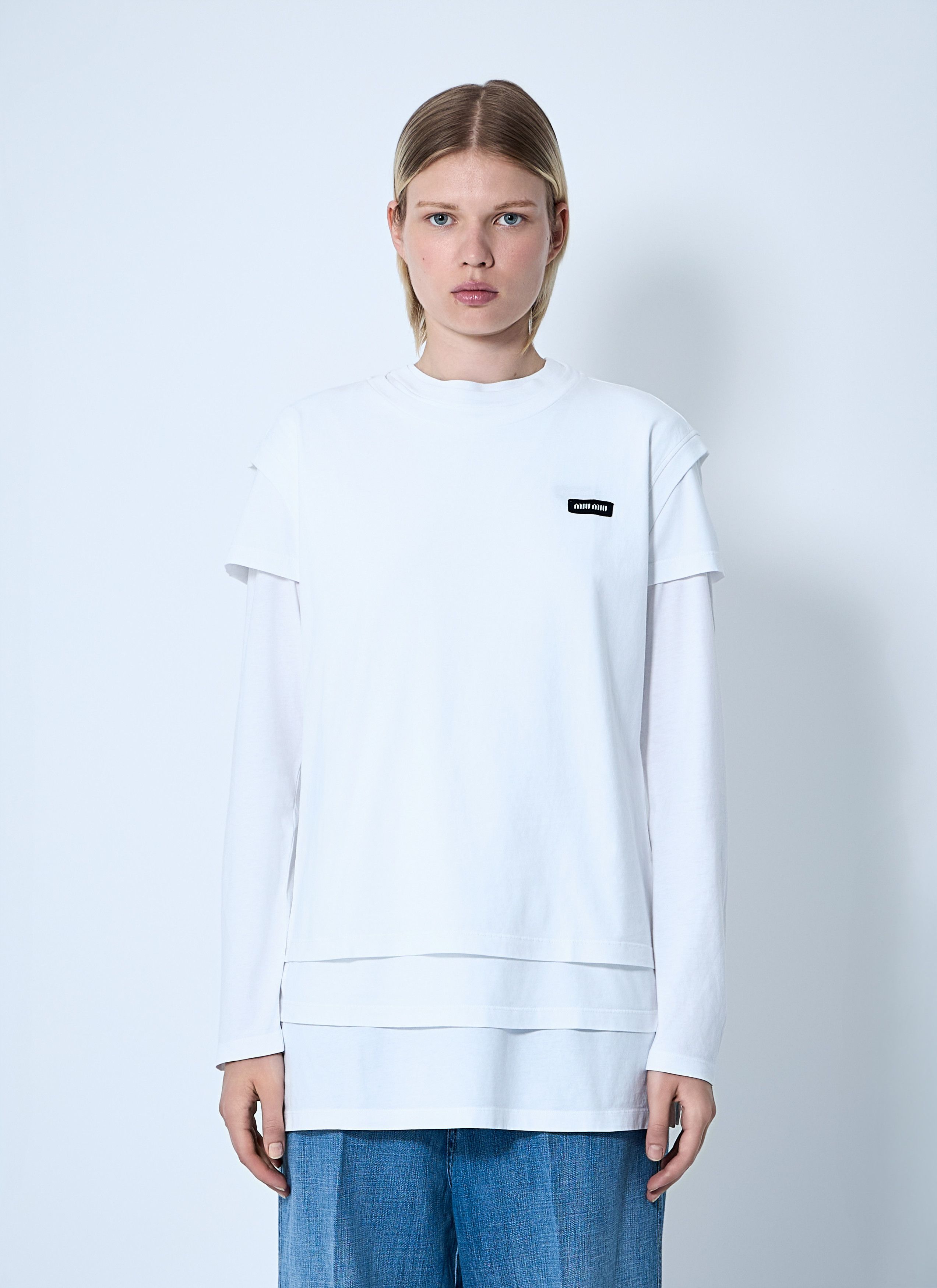 Miu Miu Set Of Three Logo Motif T-Shirts Size S / US 4 / IT 40 - 7 Thumbnail