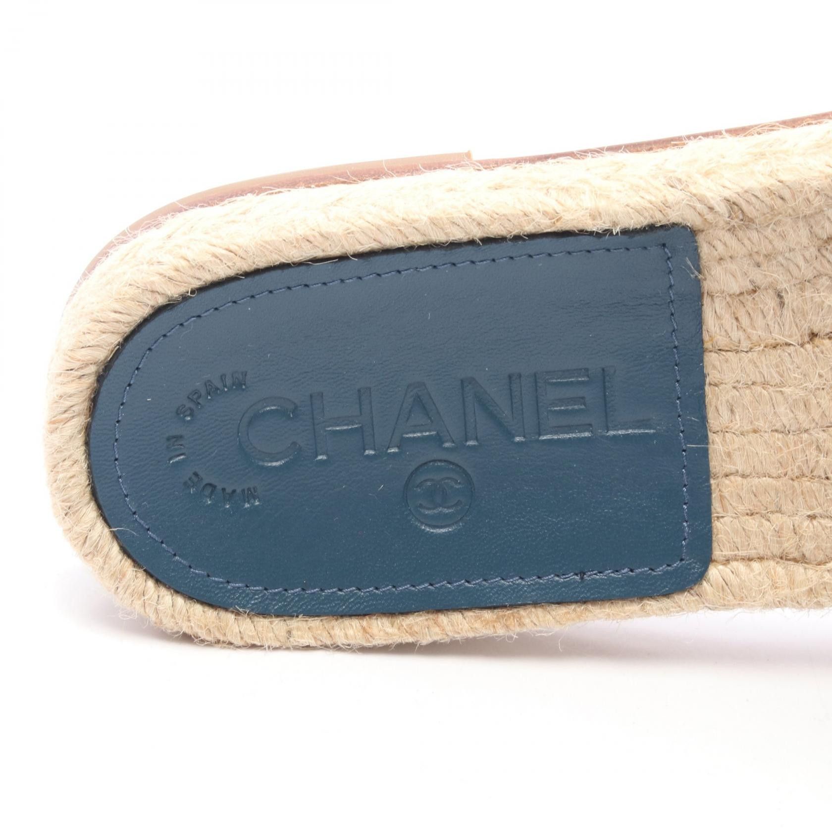 Chanel Chanel Chanel Coco Mark Espadrille Leather Raffia Sandals Leather Shoes G32607 Size ONE SIZE - 6 Thumbnail