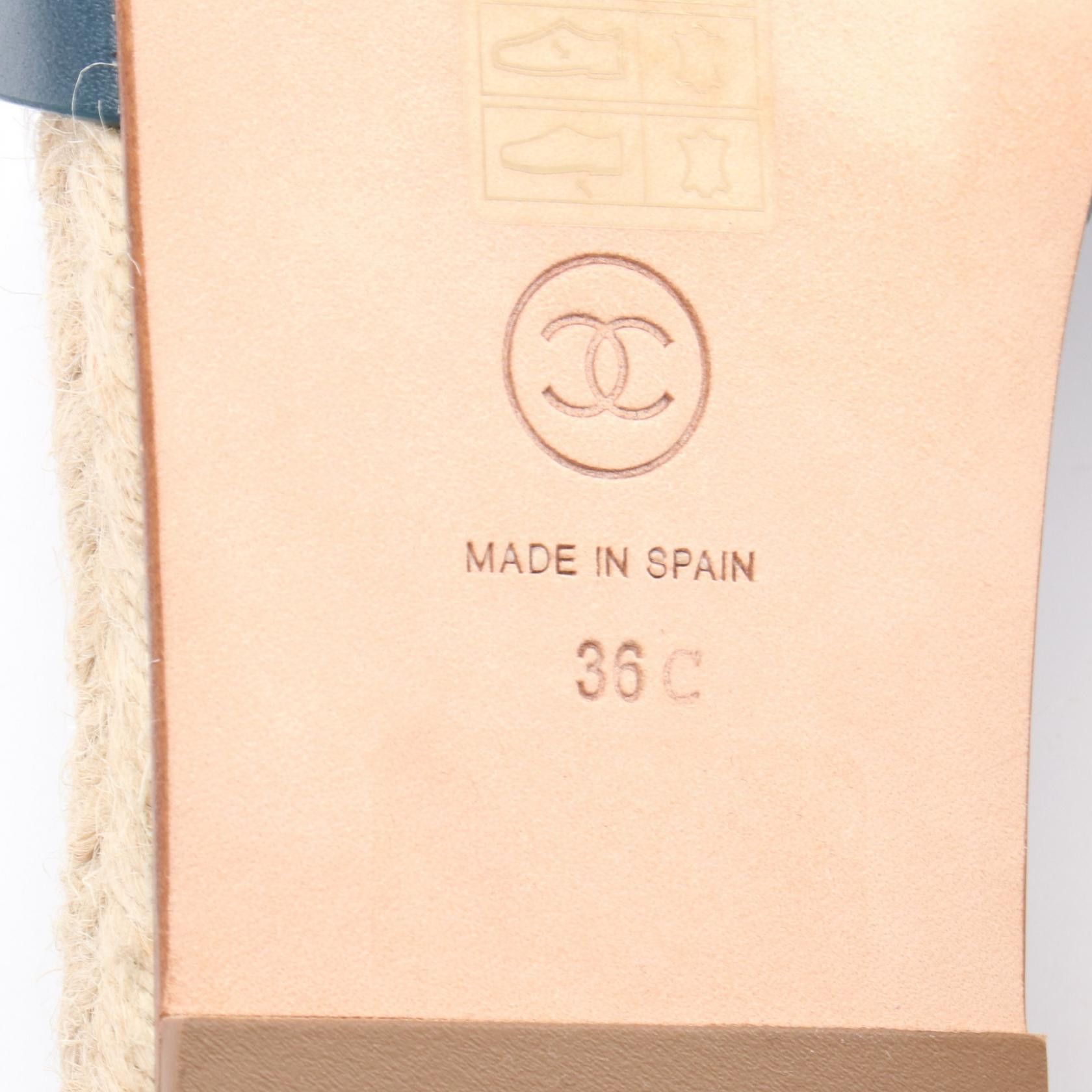 Chanel Chanel Chanel Coco Mark Espadrille Leather Raffia Sandals Leather Shoes G32607 Size ONE SIZE - 5 Thumbnail