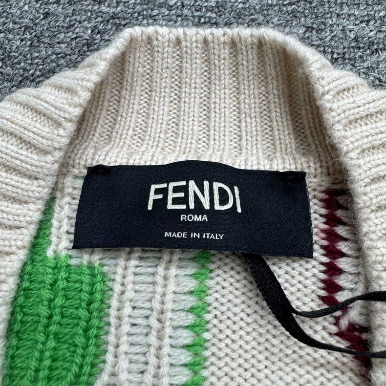 Fendi Fendi V-neck multicolor sweater Size US L / EU 52-54 / 3 - 3 Thumbnail