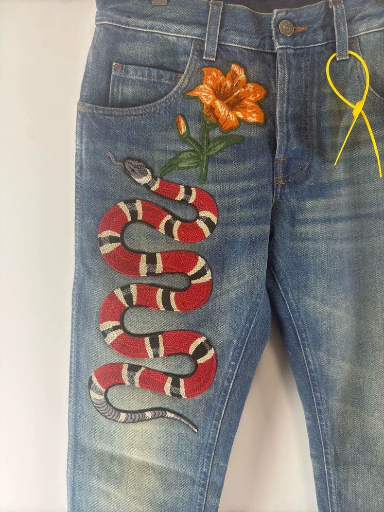 Gucci Gucci Men's Blue Embroidered Jeans Size US 30 / EU 46 - 3 Thumbnail