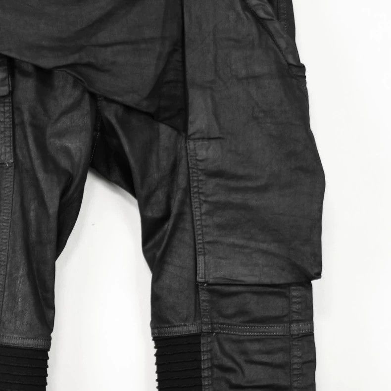 Rick Owens rickowens waxed slant zip moto pants Size US 31 - 3 Thumbnail