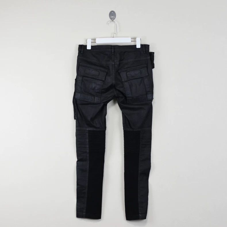 Rick Owens rickowens waxed slant zip moto pants Size US 31 - 2 Thumbnail