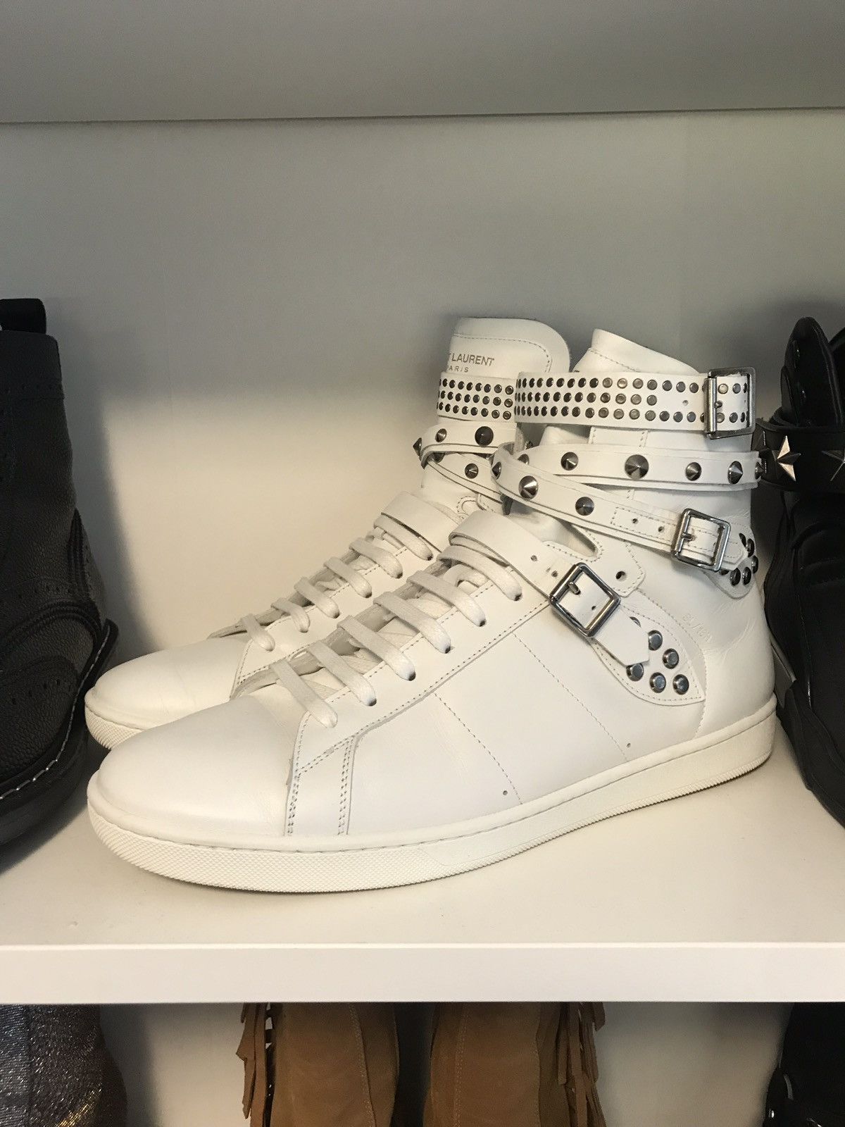 Saint Laurent Paris Studded SL16H White High-Top | Grailed