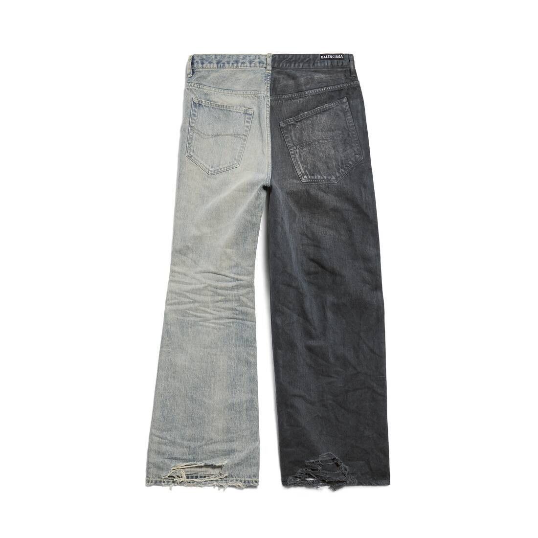 Balenciaga Balenciaga Fifty-Fifty Destroyed Jeans in Black/Blue Size US 32 / EU 48 - 2 Thumbnail