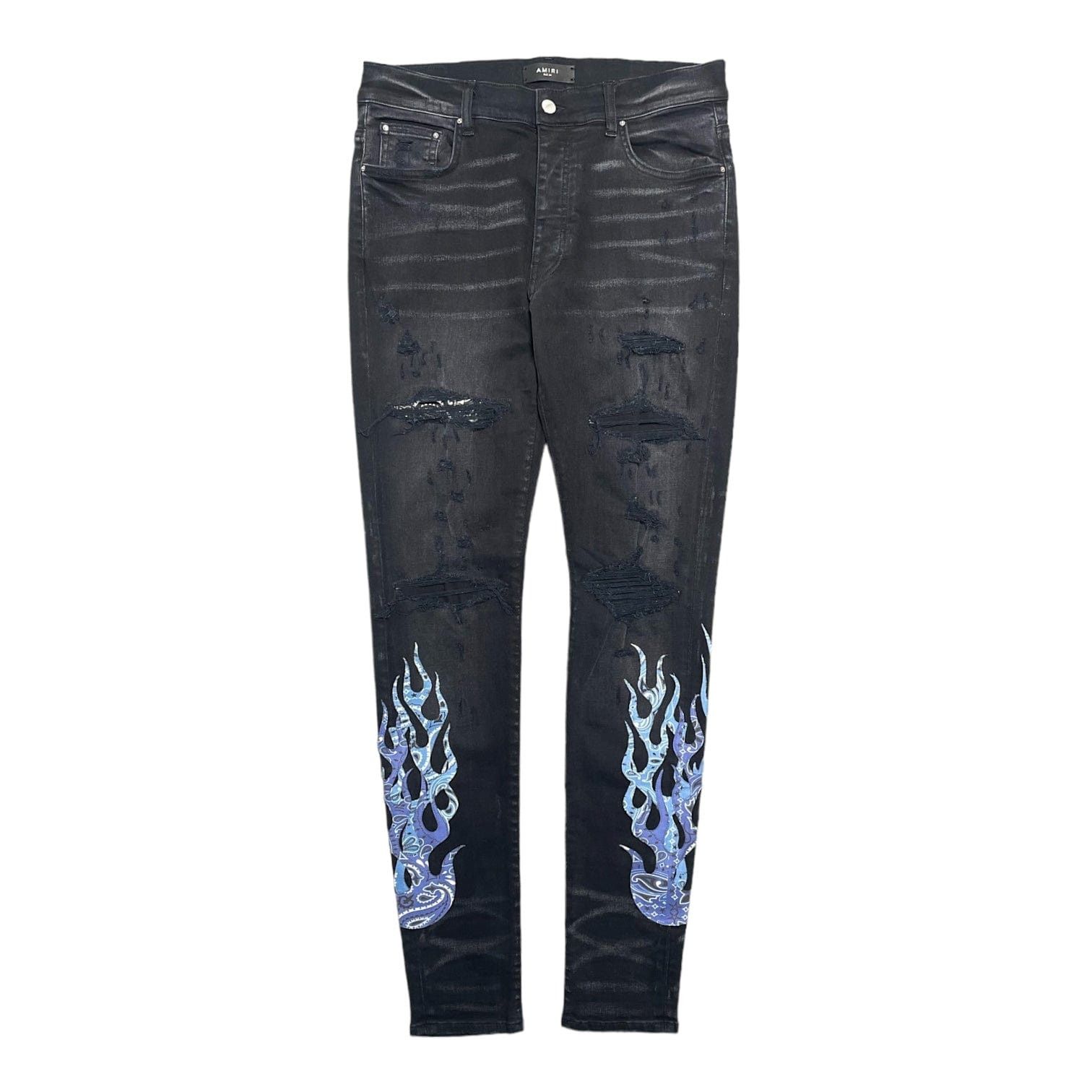 Amiri Bandana Flame Jeans Aged Black
