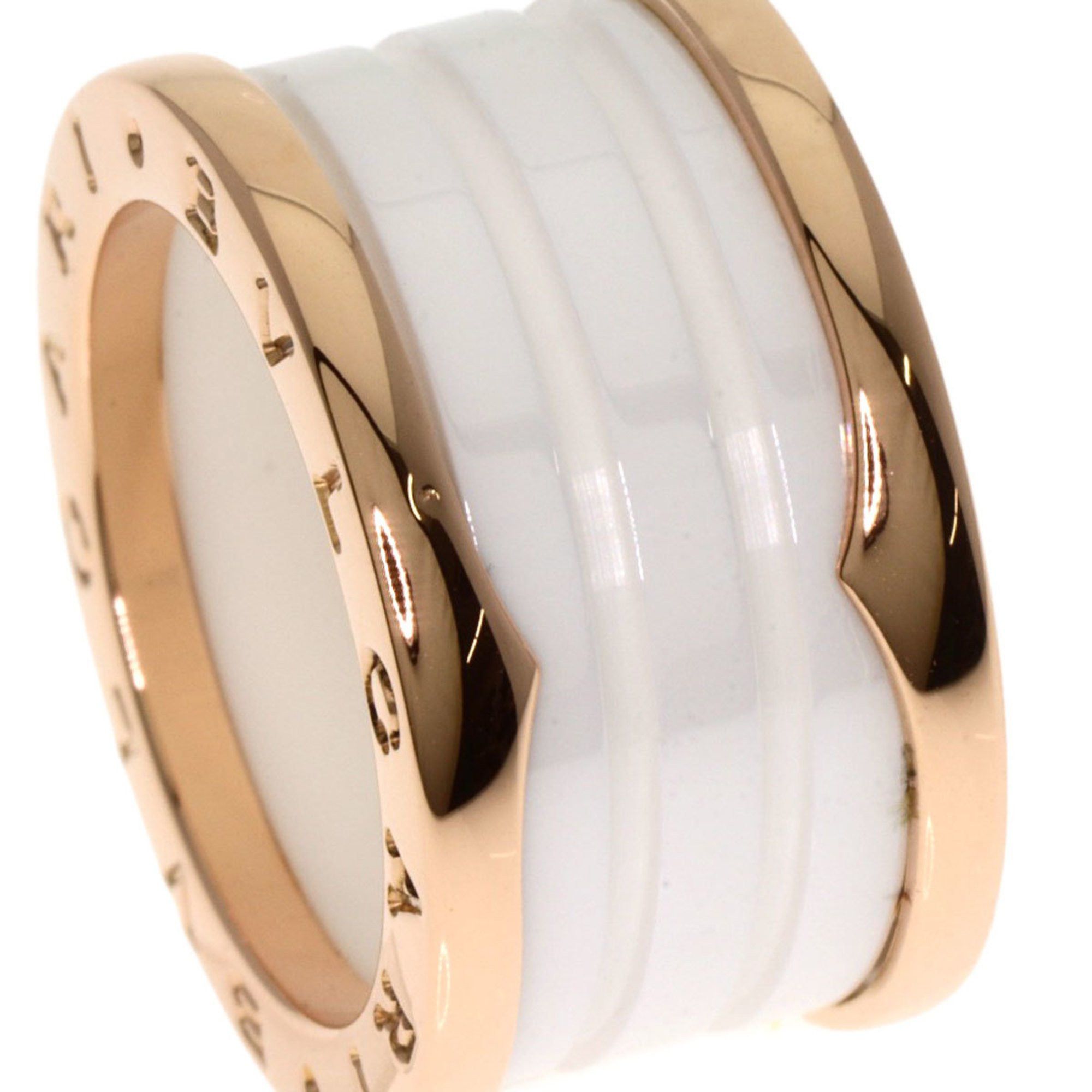 BVLGARI B-zero1 4-Band White Ceramic #51 Ring in 18K Pink Gold for