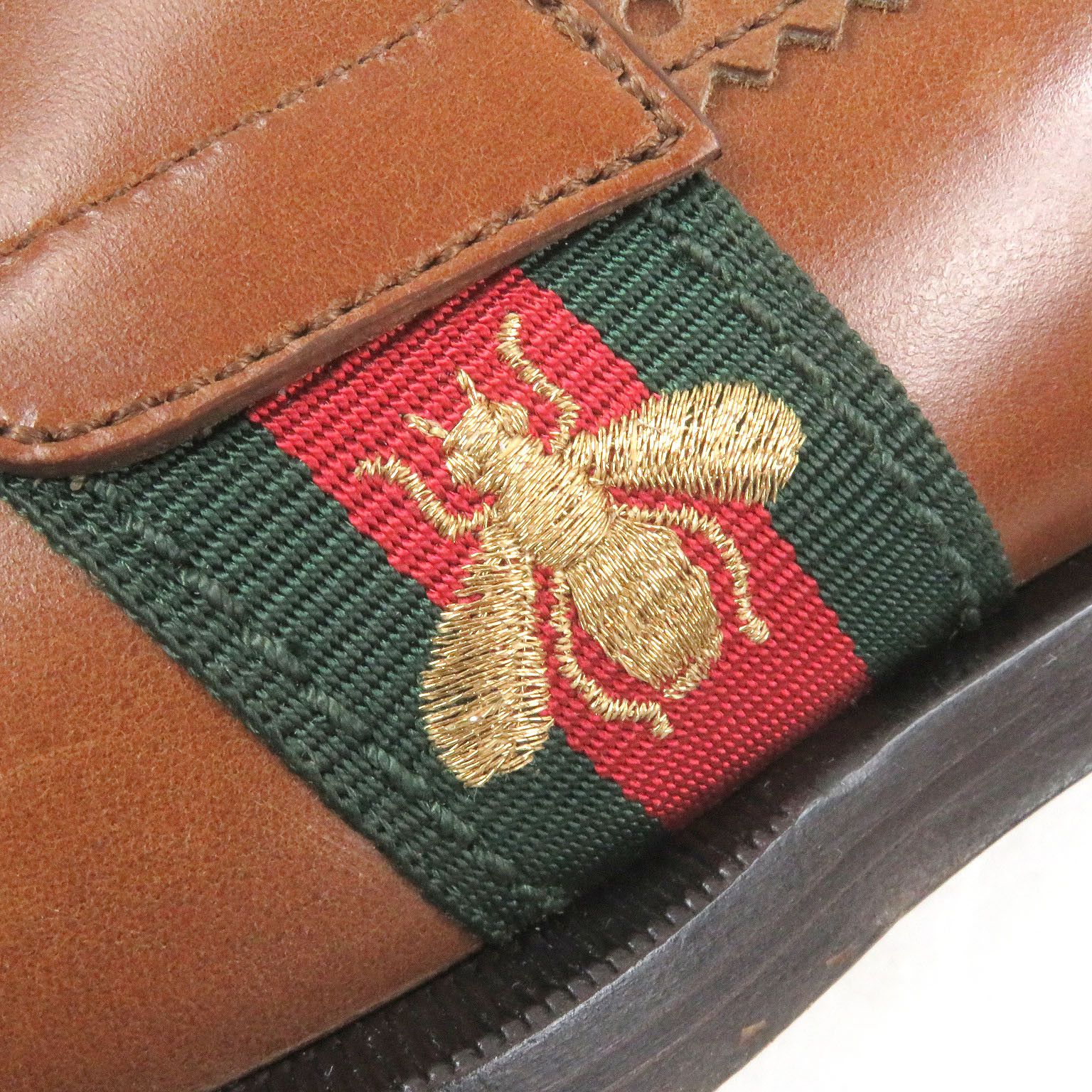 Gucci Gucci Gucci Bee embroidered web line leather loafers Leather Shoes 450990 DUTY FREE for USA Size ONE SIZE - 7 Thumbnail