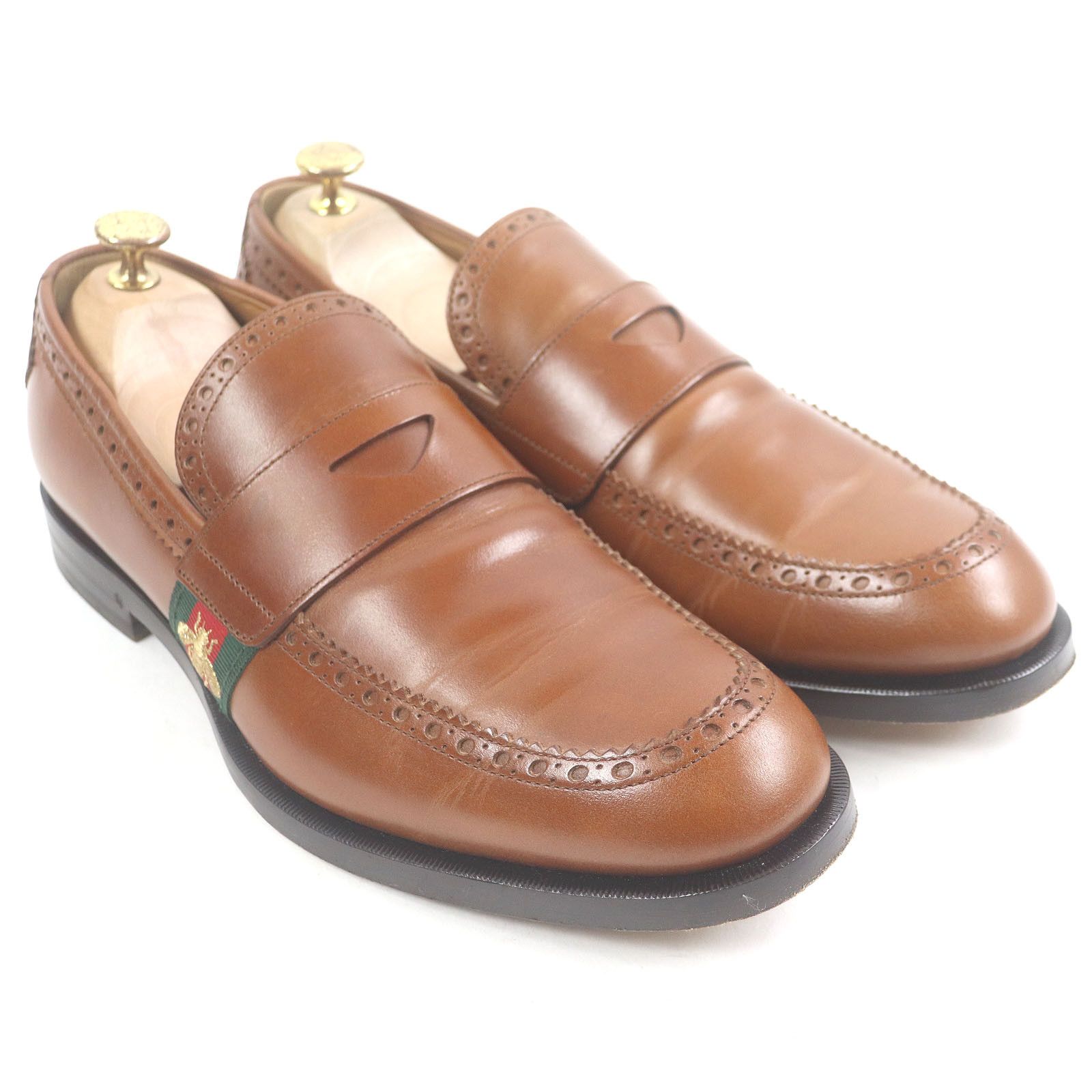 Gucci Gucci Gucci Bee embroidered web line leather loafers Leather Shoes 450990 DUTY FREE for USA Size ONE SIZE - 3 Thumbnail