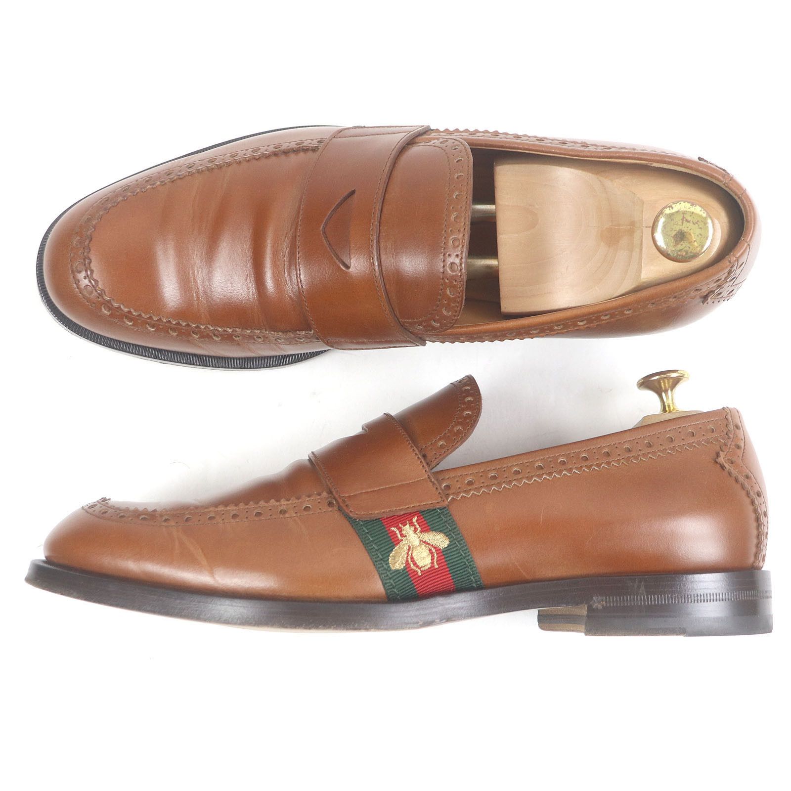 Gucci Gucci Gucci Bee embroidered web line leather loafers Leather Shoes 450990 DUTY FREE for USA Size ONE SIZE - 4 Thumbnail