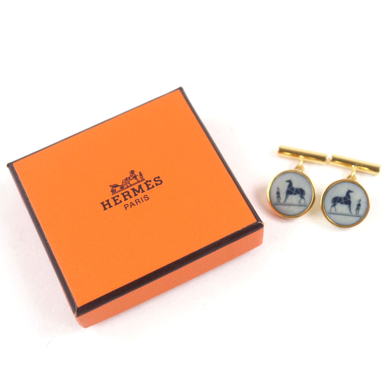 Hermes Hermes Hermes Corozo Carriage Logo Cufflinks Natural Material Cufflinks Size ONE SIZE - 2 Thumbnail