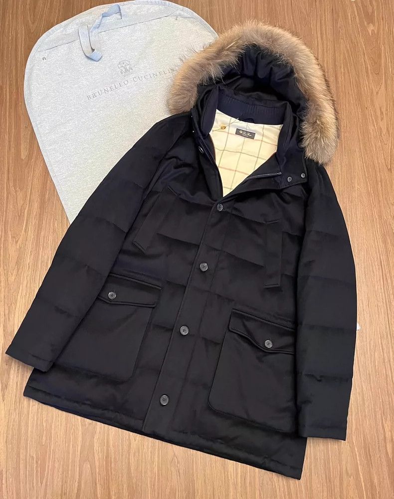 Loro Piana Loro Piana Navy Cashmere Down Coat Size US XXL / EU 58 / 5 - 2 Thumbnail