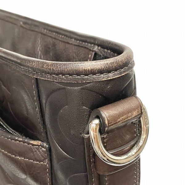 COACH オプアート柄 2way バッグ BLACK 牛革　70253 Coach NWT 70253 Men's Embossed Op Art Leather Business Tote Dark