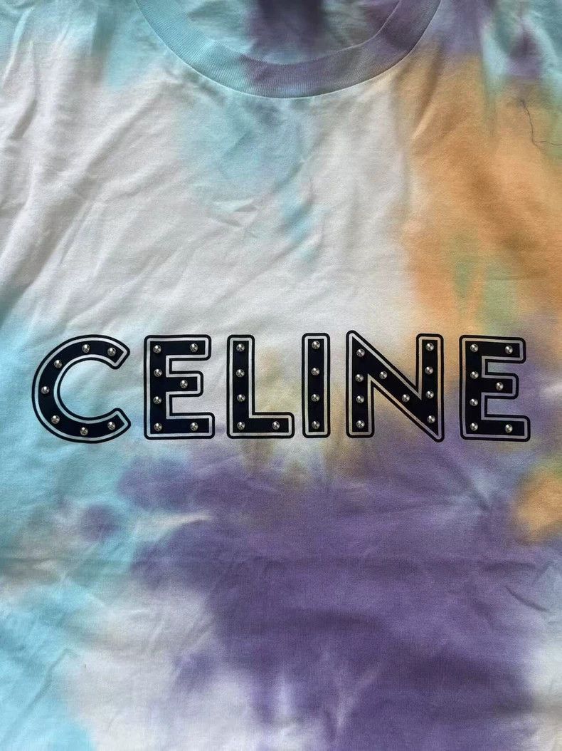 Celine CELINE Tie-Dye Logo Short Sleeve T-Shirt Size US XL / EU 56 / 4 - 4 Thumbnail
