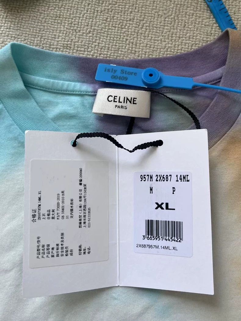 Celine CELINE Tie-Dye Logo Short Sleeve T-Shirt Size US XL / EU 56 / 4 - 5 Thumbnail