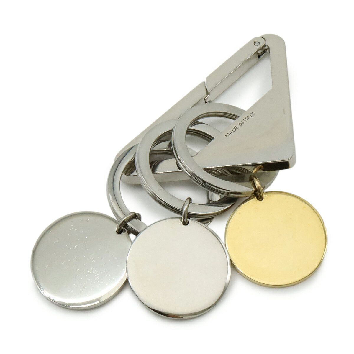Prada Prada Prada Triangle Logo Metal Keyring Bag Charm Metal Key Chain 1PS058 Size ONE SIZE - 2 Thumbnail