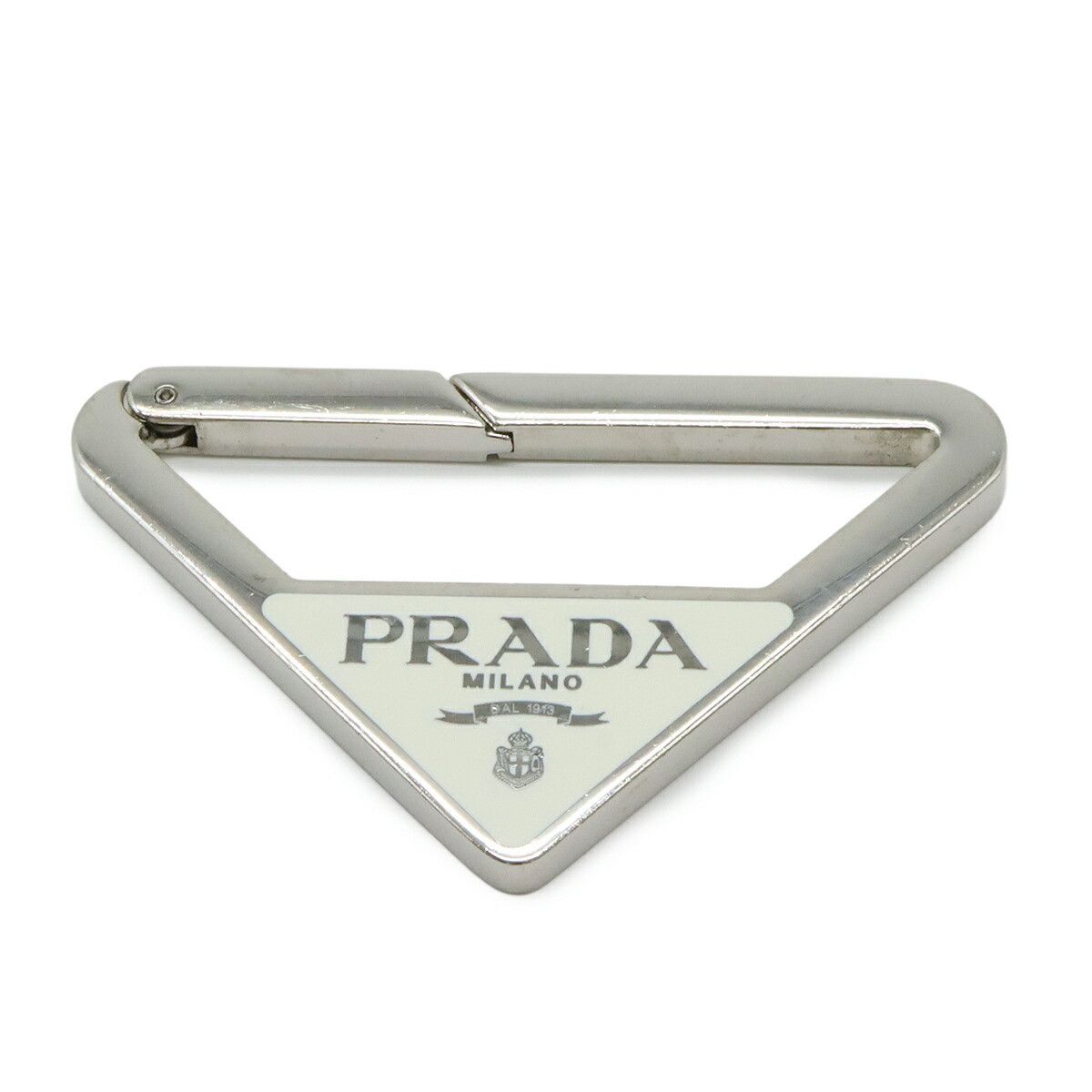 Prada Prada Prada Triangle Logo Metal Keyring Bag Charm Metal Key Chain 1PS058 Size ONE SIZE - 3 Thumbnail