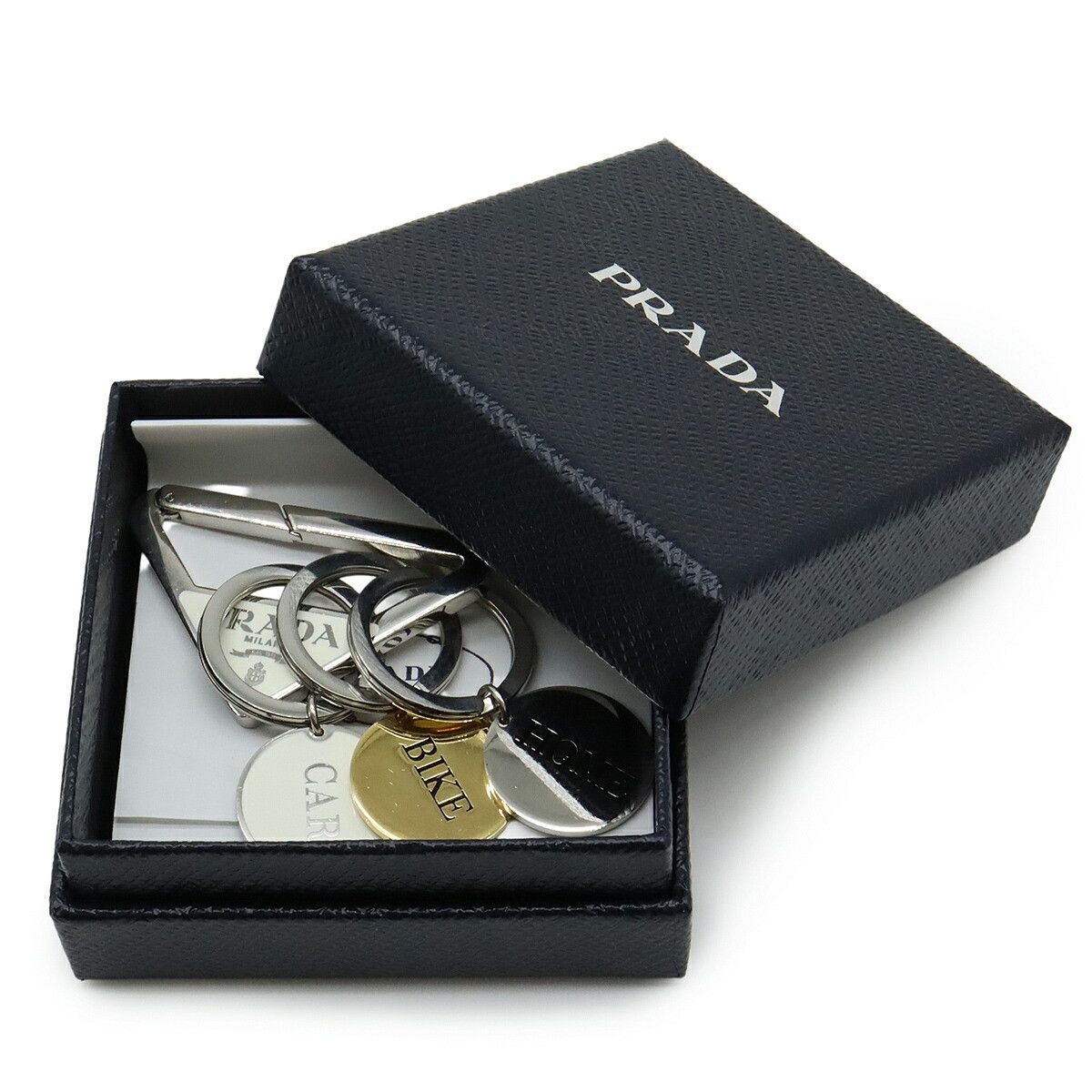 Prada Prada Prada Triangle Logo Metal Keyring Bag Charm Metal Key Chain 1PS058 Size ONE SIZE - 6 Thumbnail