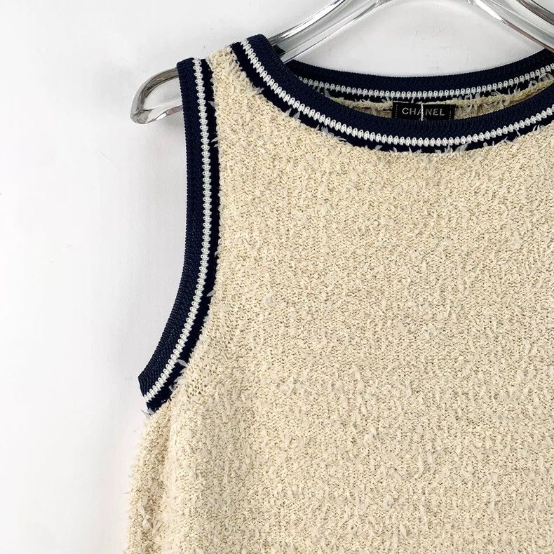 Chanel beige sleeveless cotton dress with stripes-dmc Size S / US 4 / IT 40 - 3 Thumbnail