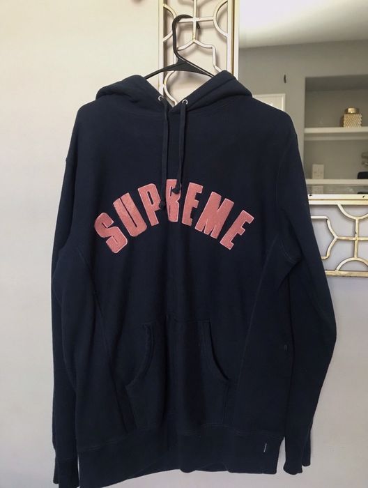 Supreme Chenille Arc Logo Hooded Sweatshirt Navy Men's - SS17 - US