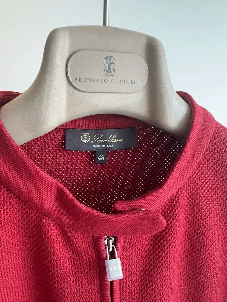 Loro Piana Loro Piana Red Knit Zip Jacket Size US L / EU 52-54 / 3 - 5 Thumbnail