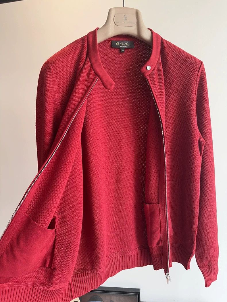 Loro Piana Loro Piana Red Knit Zip Jacket Size US L / EU 52-54 / 3 - 6 Thumbnail
