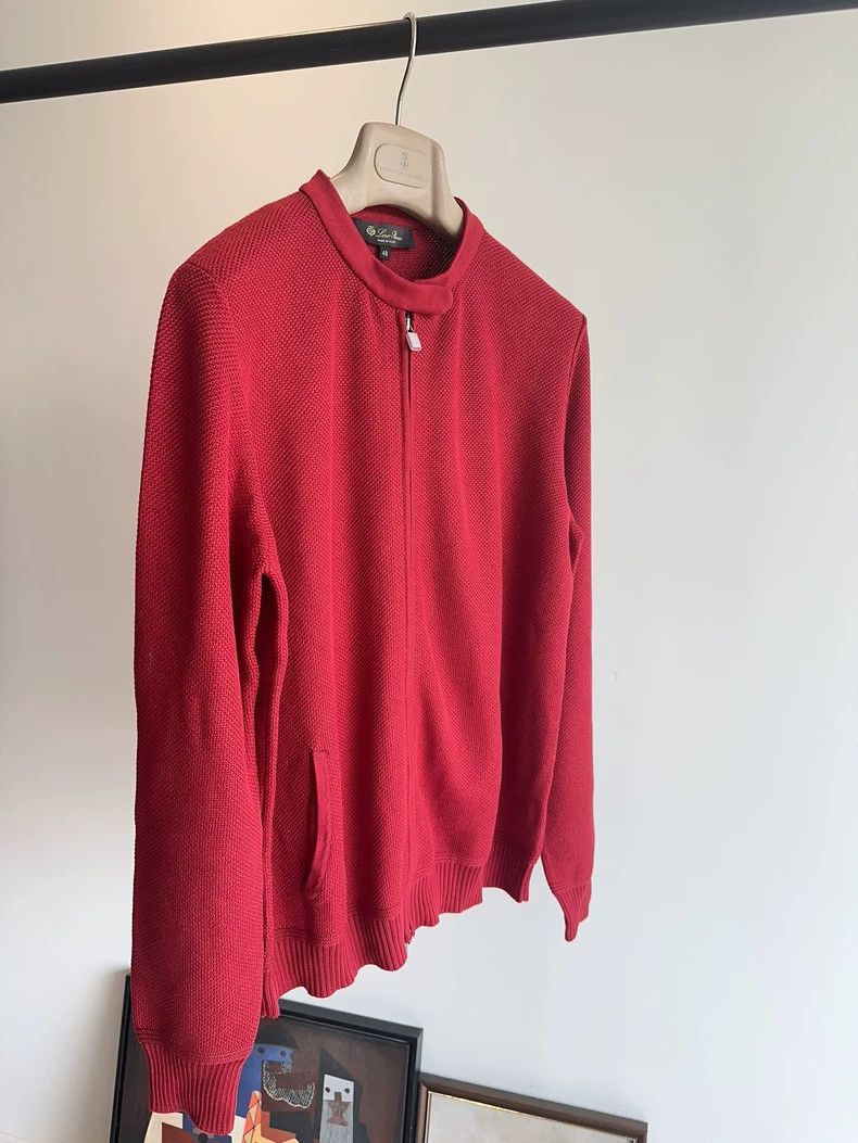 Loro Piana Loro Piana Red Knit Zip Jacket Size US L / EU 52-54 / 3 - 4 Thumbnail