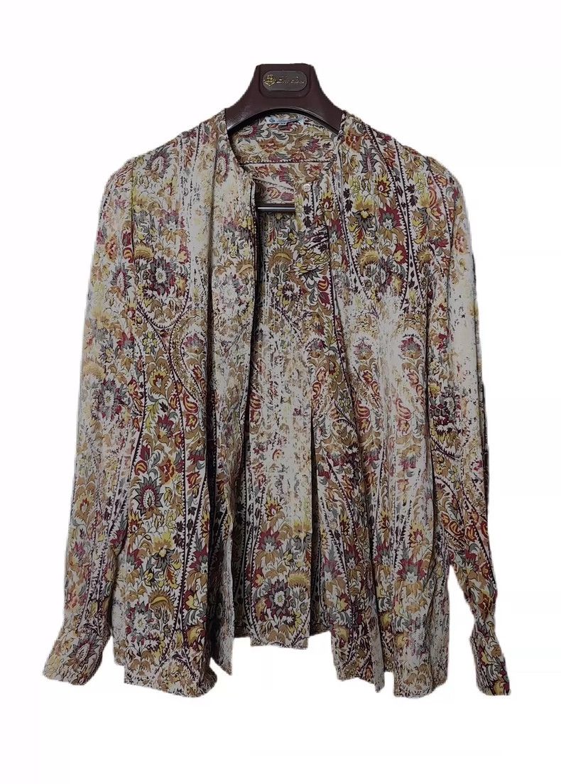 Loro Piana Loro Piana Women's Silk Floral Print Coat Size US L / EU 52-54 / 3 - 4 Thumbnail