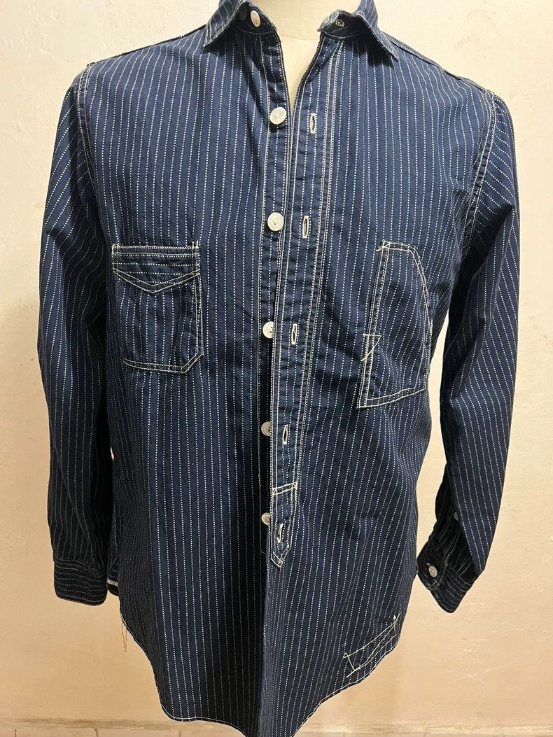 Freewheelers Freewheelers Striped Denim Button-Up Shirt Size US M / EU 48-50 / 2 - 2 Thumbnail