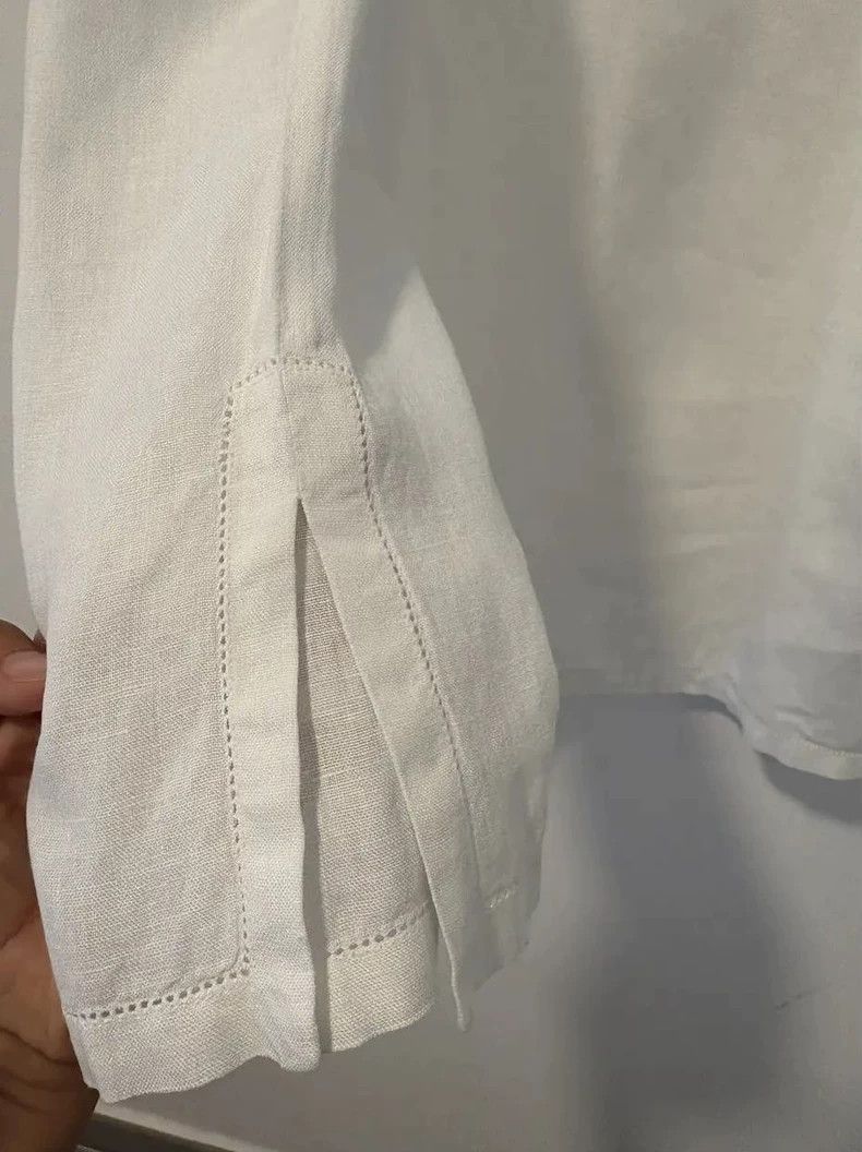 Ermenegildo Zegna LoroPiana Women's White Linen Shirt Size US M / EU 48-50 / 2 - 8 Thumbnail