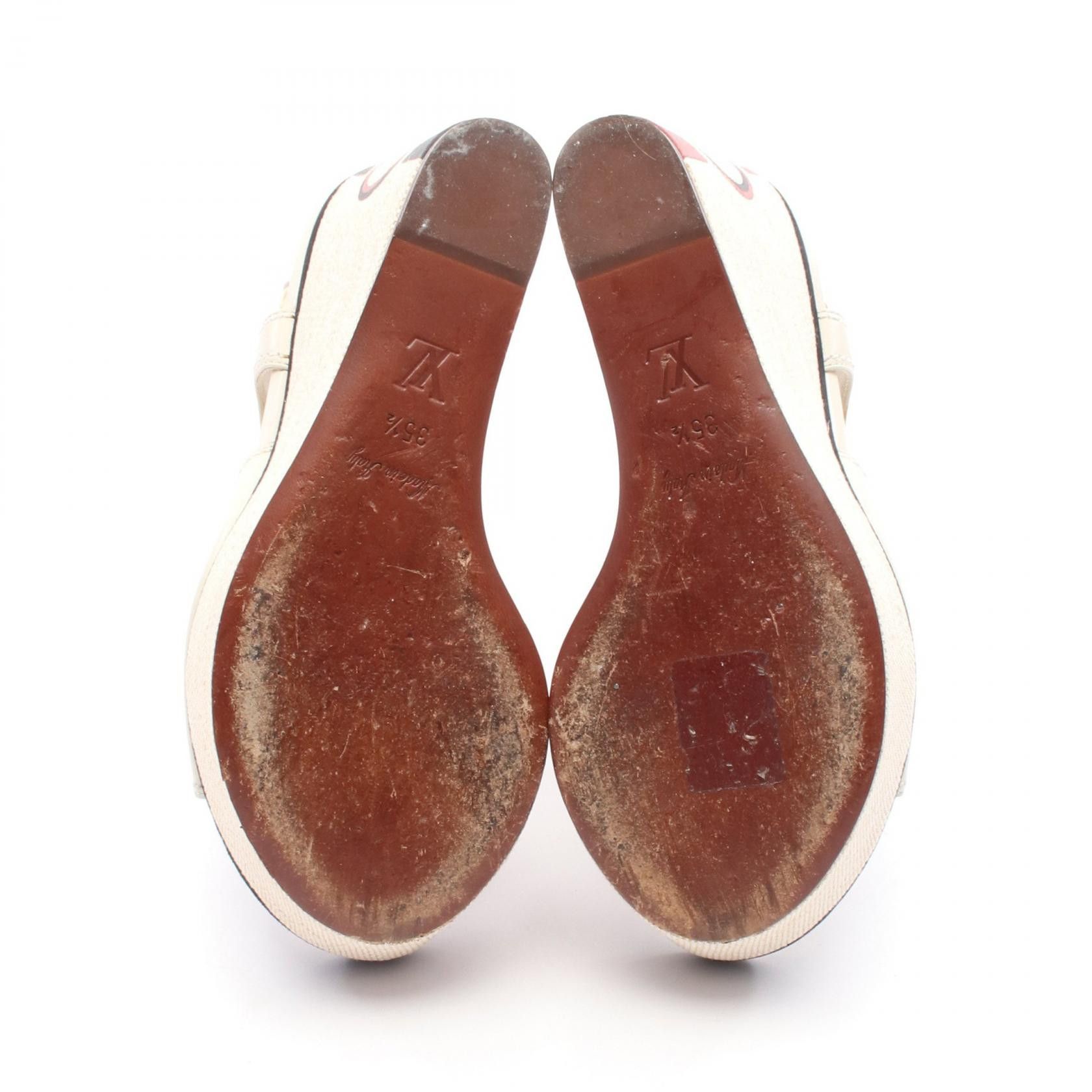 Louis Vuitton Louis Vuitton LV Circle Logo Leather Fabric Sandals