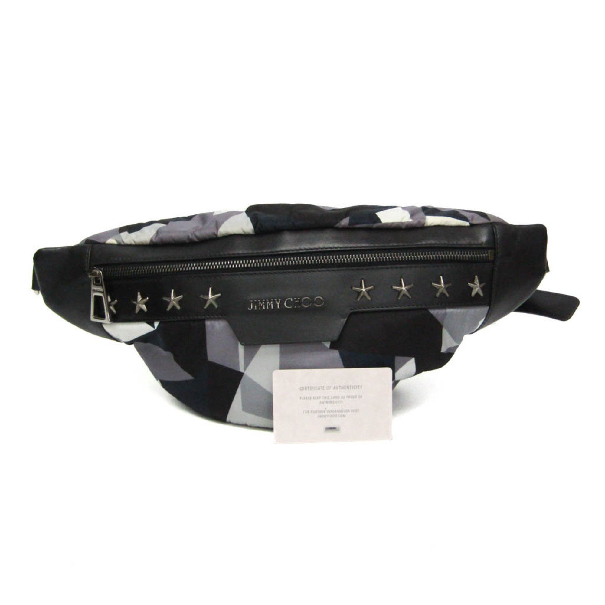 Jimmy Choo Jimmy Choo DERRY CNX Star Studs Men,Women Leather,Nylon Studded Fanny Pack,Sling Bag Black,Gray Size ONE SIZE - 2 Thumbnail