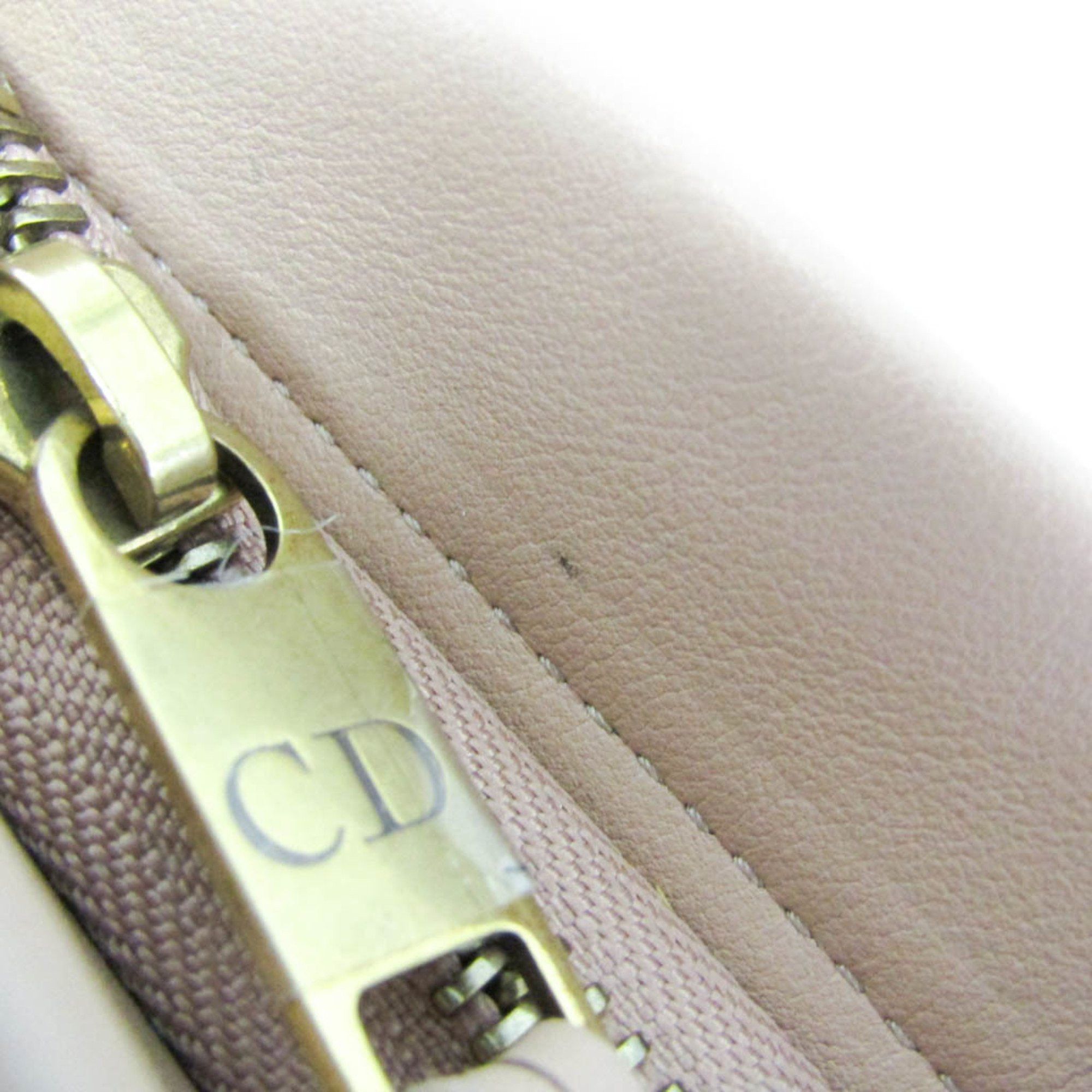 Dior Christian Dior Striped Logo Pouch Women,Men Leather Clutch Bag Pink Beige Size ONE SIZE - 9 Thumbnail