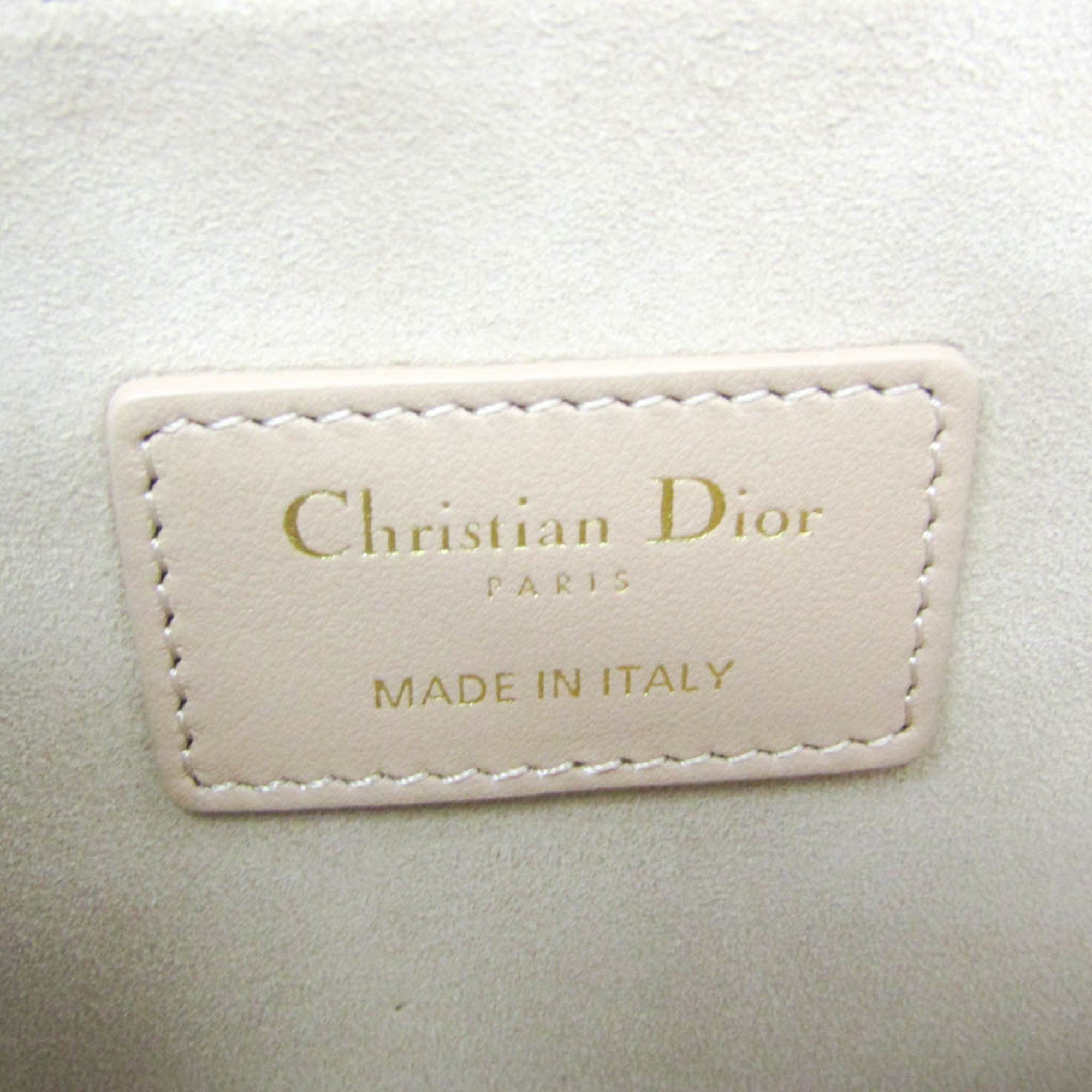 Dior Christian Dior Striped Logo Pouch Women,Men Leather Clutch Bag Pink Beige Size ONE SIZE - 10 Thumbnail
