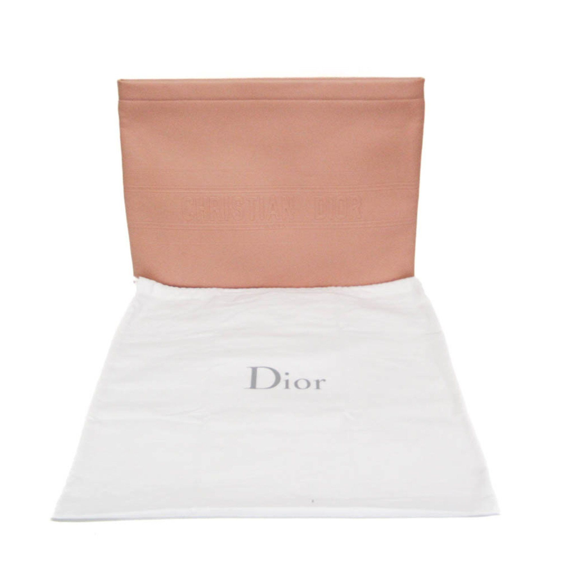 Dior Christian Dior Striped Logo Pouch Women,Men Leather Clutch Bag Pink Beige Size ONE SIZE - 2 Thumbnail