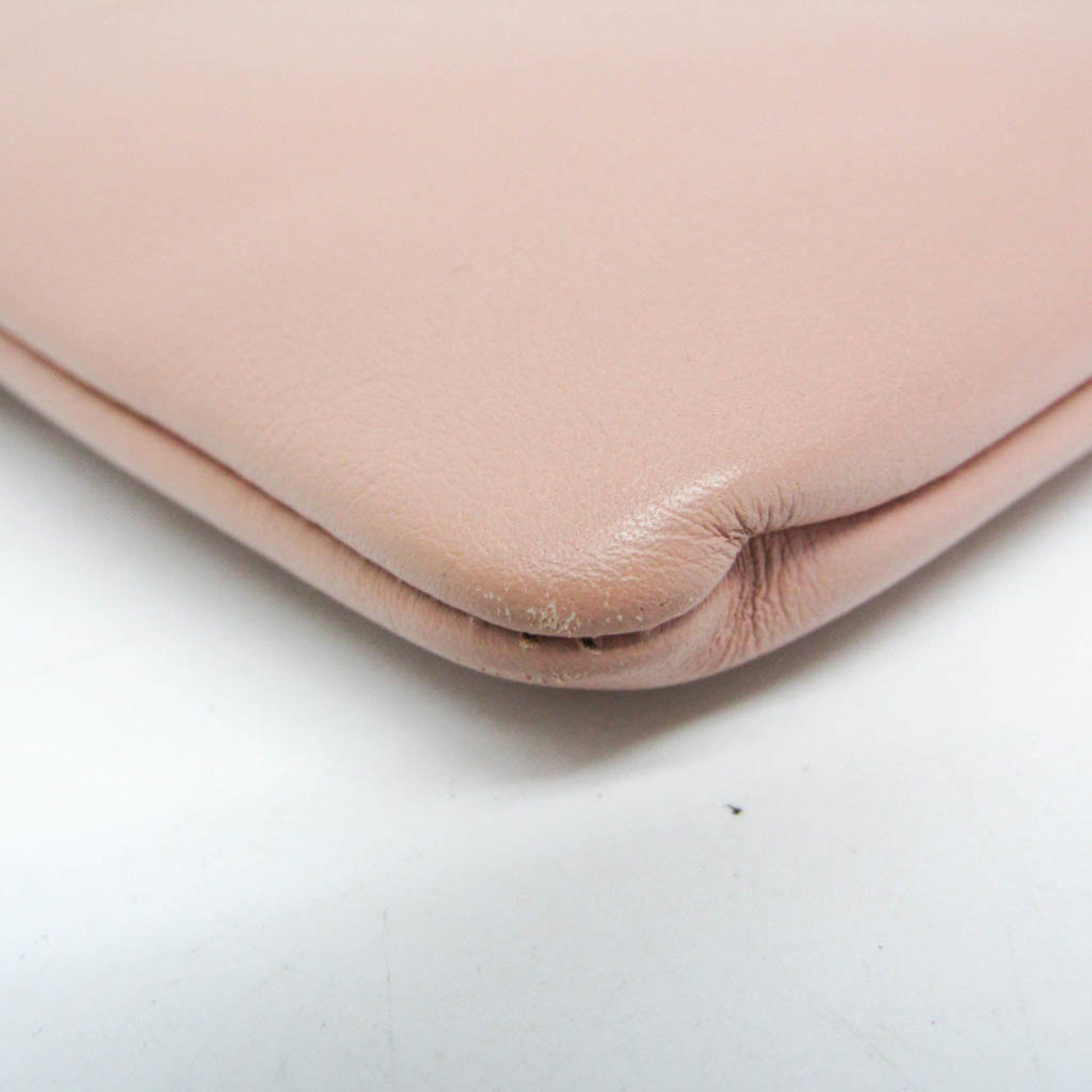 Dior Christian Dior Striped Logo Pouch Women,Men Leather Clutch Bag Pink Beige Size ONE SIZE - 5 Thumbnail